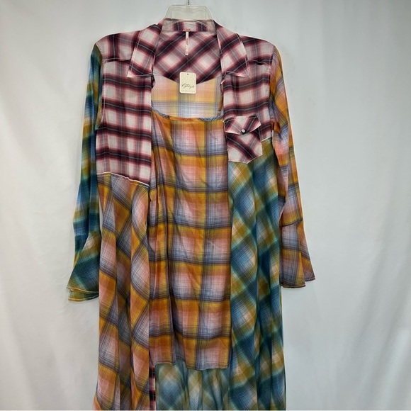 NWT Free People Prairie Plaid Maxi Dress Womens XS Long Sleeve Lightweight - Picture 4 of 10